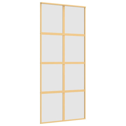 Sliding Door Gold 90x205 cm Frosted ESG Glass and Aluminium