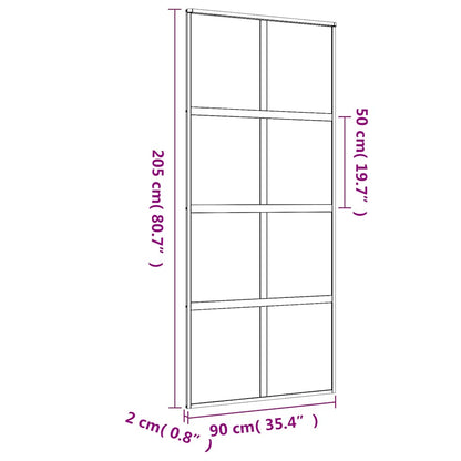 Sliding Door Gold 90x205 cm Frosted ESG Glass and Aluminium