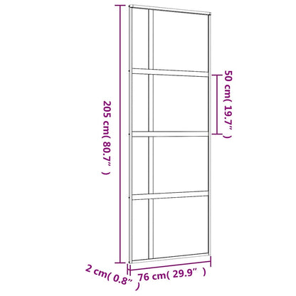 Sliding Door Gold 76x205 cm Frosted ESG Glass and Aluminium