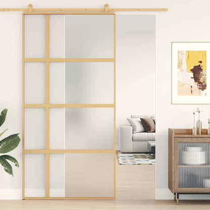 Sliding Door Gold 102.5x205 cm Frosted ESG Glass and Aluminium