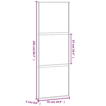 Sliding Door Black 76x205 cm Tempered Glass and Aluminium