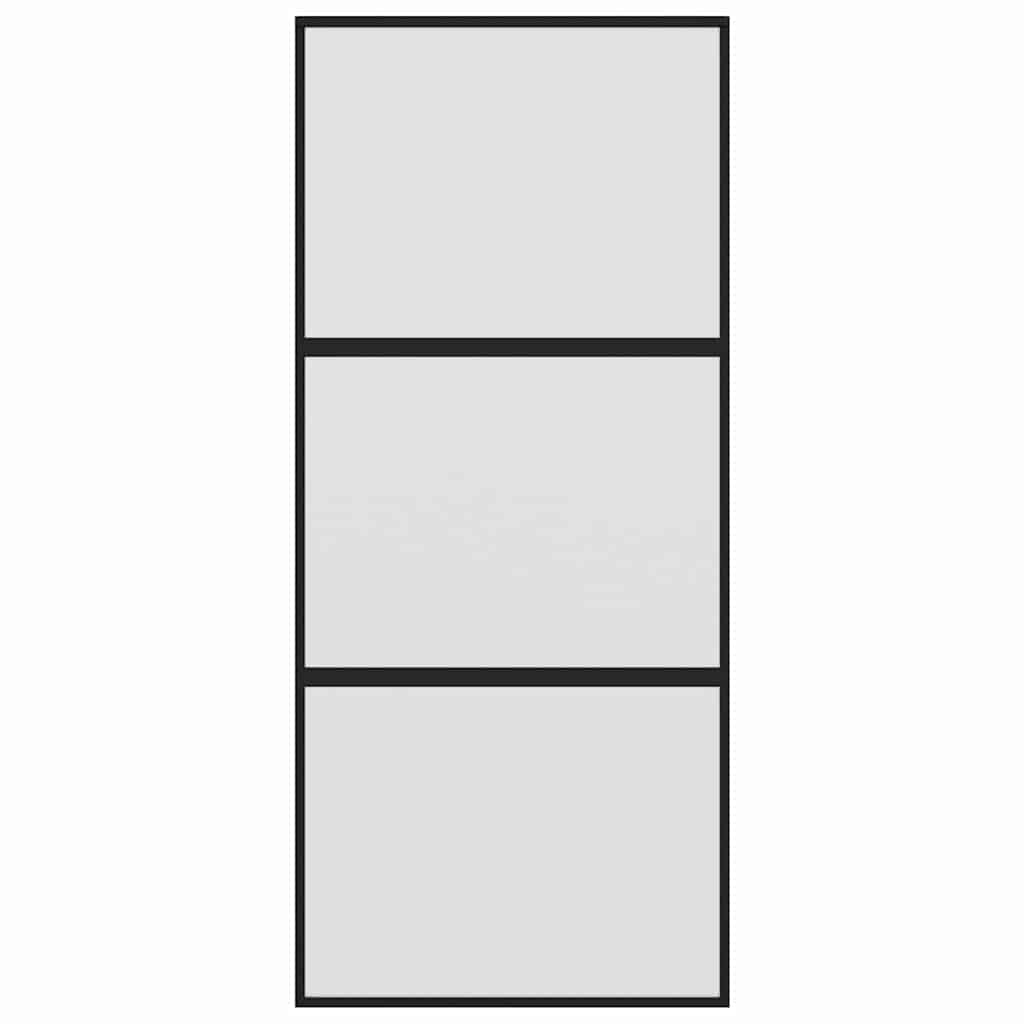 Sliding Door Black 90x205 cm Tempered Glass and Aluminium