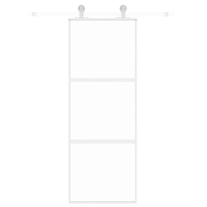 Sliding Door White 76x205 cm Tempered Glass and Aluminium