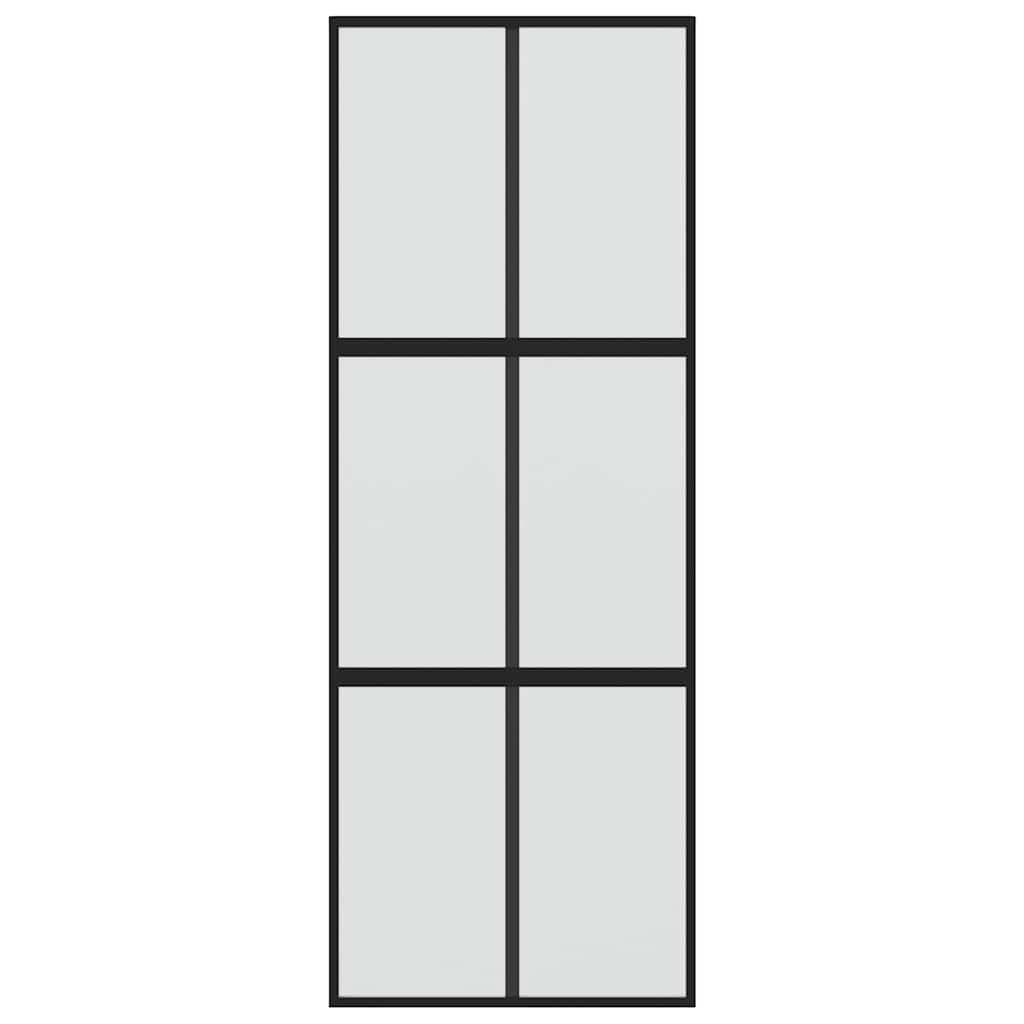Sliding Door Black 76x205 cm Tempered Glass and Aluminium