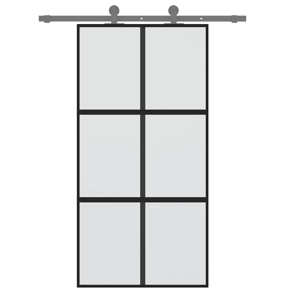 Sliding Door Black 102.5x205 cm Tempered Glass and Aluminium