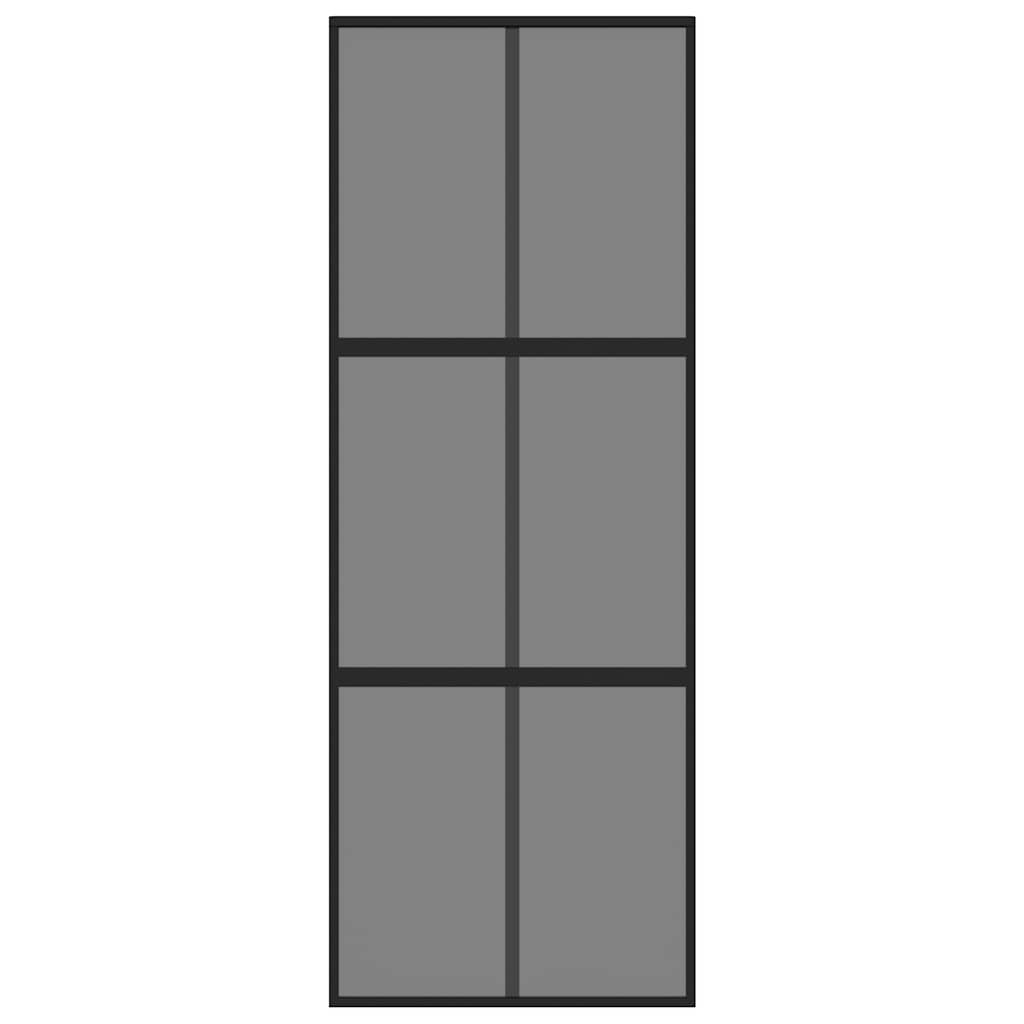 Sliding Door Black 76x205 cm Tempered Glass and Aluminium