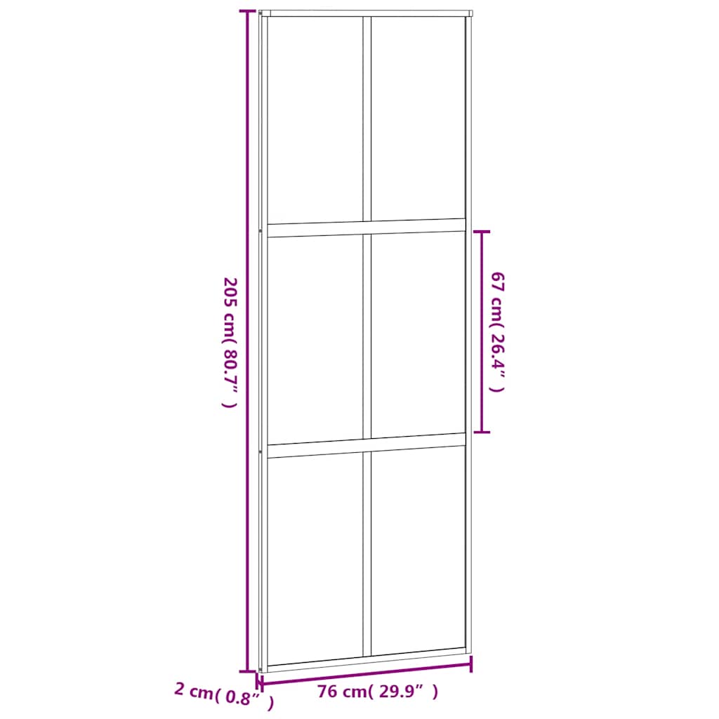 Sliding Door White 76x205 cm Tempered Glass and Aluminium