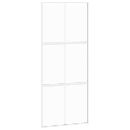 Sliding Door White 90x205 cm Tempered Glass and Aluminium