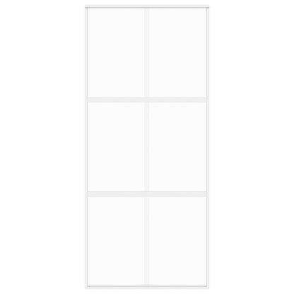 Sliding Door White 90x205 cm Tempered Glass and Aluminium
