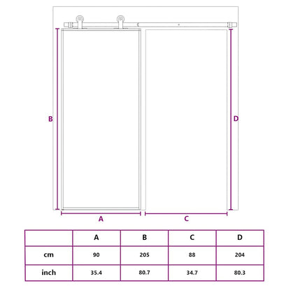 Sliding Door White 90x205 cm Tempered Glass and Aluminium