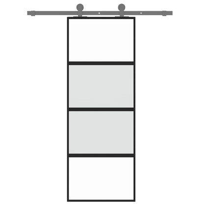 Sliding Door Black 76x205 cm Tempered Glass and Aluminium