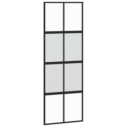 Sliding Door Black 76x205 cm Tempered Glass and Aluminium