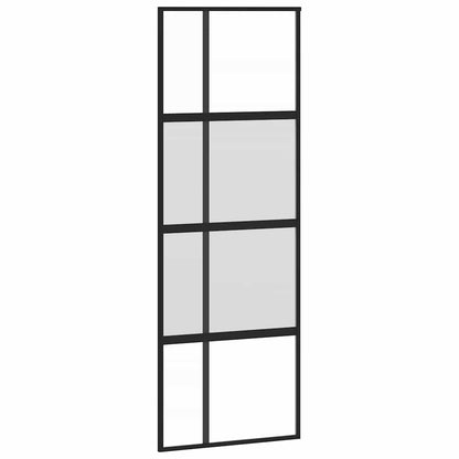 Sliding Door Black 76x205 cm Tempered Glass and Aluminium