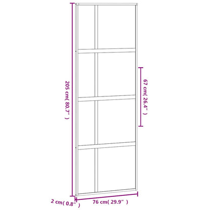 Sliding Door Black 76x205 cm Tempered Glass and Aluminium