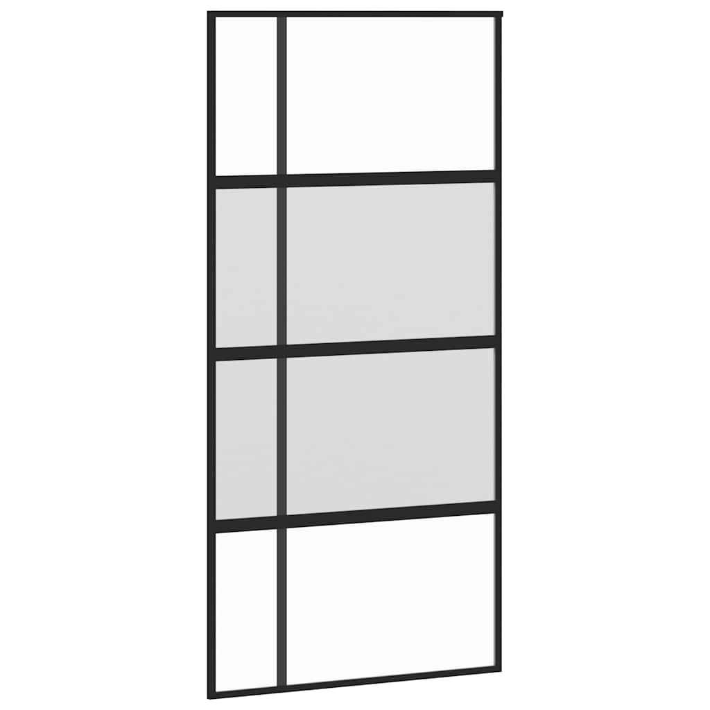 Sliding Door Black 102.5x205 cm Tempered Glass and Aluminium