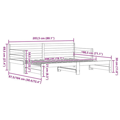 Daybed with Trundle without Mattress 90x200 cm Solid Wood