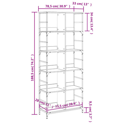 Bookshelf Smoked Oak 78.5x33x188.5 cm Engineered Wood