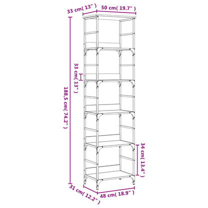 Bookshelf Grey Sonoma 50x33x188,5 cm Engineered Wood
