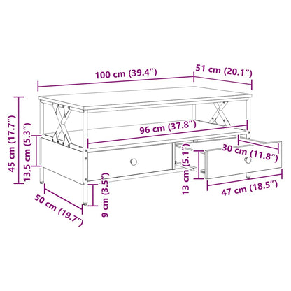 Coffee Table Smoked Oak 100x51x45 cm Engineered Wood
