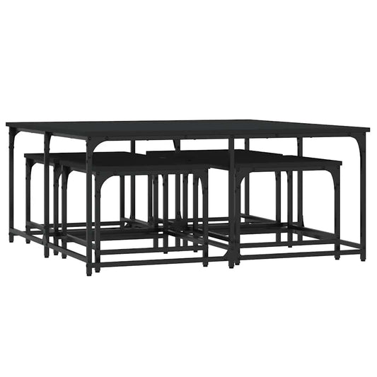 Nesting Coffee Tables 5 pcs Black Engineered Wood