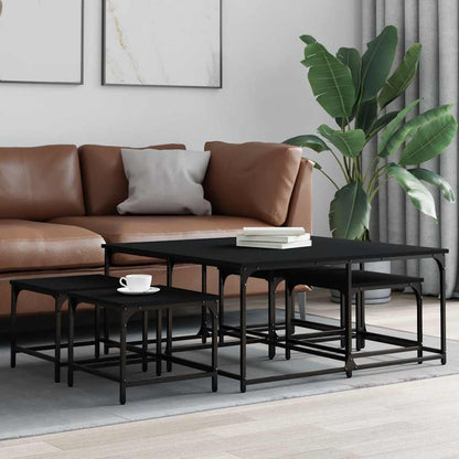 Nesting Coffee Tables 5 pcs Black Engineered Wood