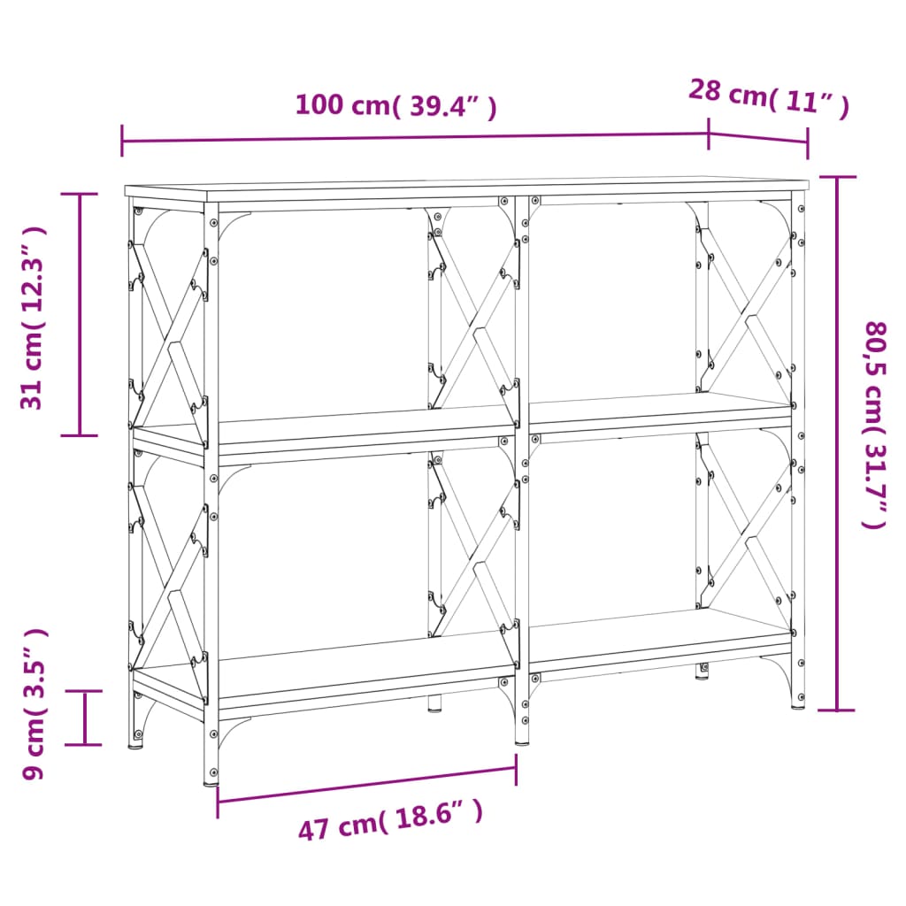 Console Table Sonoma Oak 100x28x80.5 cm Engineered Wood