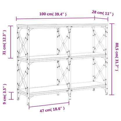 Console Table Smoked Oak 100x28x80.5 cm Engineered Wood