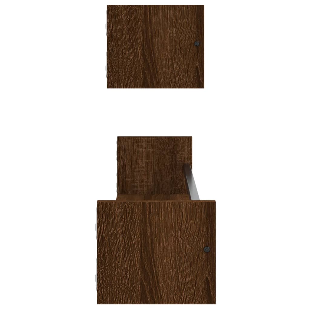 Wall Shelves with Bars 2 pcs Brown Oak 80x16x14 cm