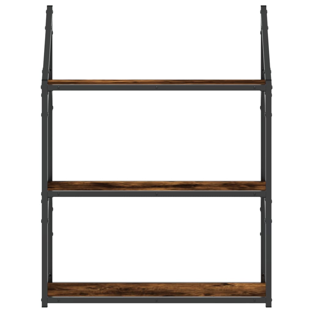 3-Tier Wall Shelf Smoked Oak 60x21x78.5 cm Engineered Wood