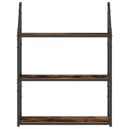 3-Tier Wall Shelf Smoked Oak 60x21x78.5 cm Engineered Wood