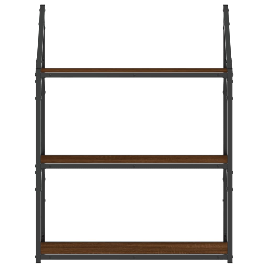 3-Tier Wall Shelf Brown Oak 60x21x78.5 cm Engineered Wood