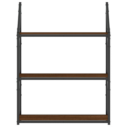 3-Tier Wall Shelf Brown Oak 60x21x78.5 cm Engineered Wood