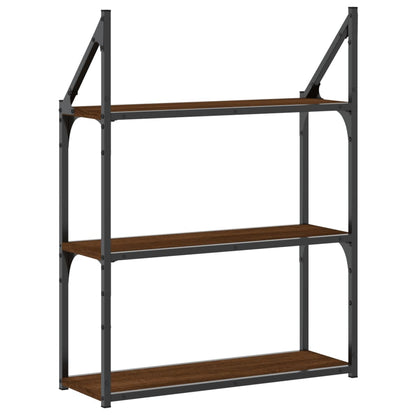 3-Tier Wall Shelf Brown Oak 60x21x78.5 cm Engineered Wood