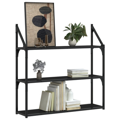 3-Tier Wall Shelf Black 80x21x78.5 cm Engineered Wood