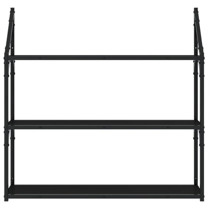 3-Tier Wall Shelf Black 80x21x78.5 cm Engineered Wood