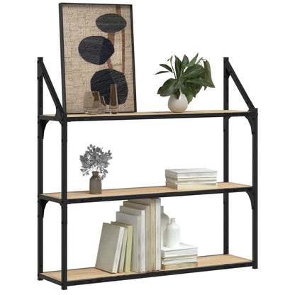 3-Tier Wall Shelf Sonoma Oak 80x21x78.5 cm Engineered Wood