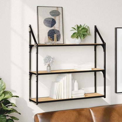 3-Tier Wall Shelf Sonoma Oak 80x21x78.5 cm Engineered Wood