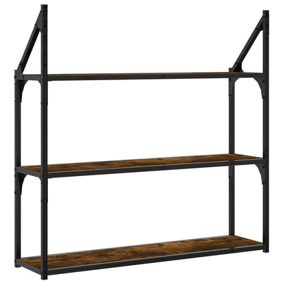 3-Tier Wall Shelf Smoked Oak 80x21x78.5 cm Engineered Wood