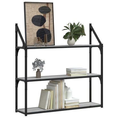 3-Tier Wall Shelf Grey Sonoma 80x21x78.5 cm Engineered Wood