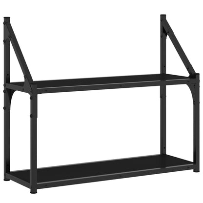 2-Tier Wall Shelf Black 60x21x51 cm Engineered Wood