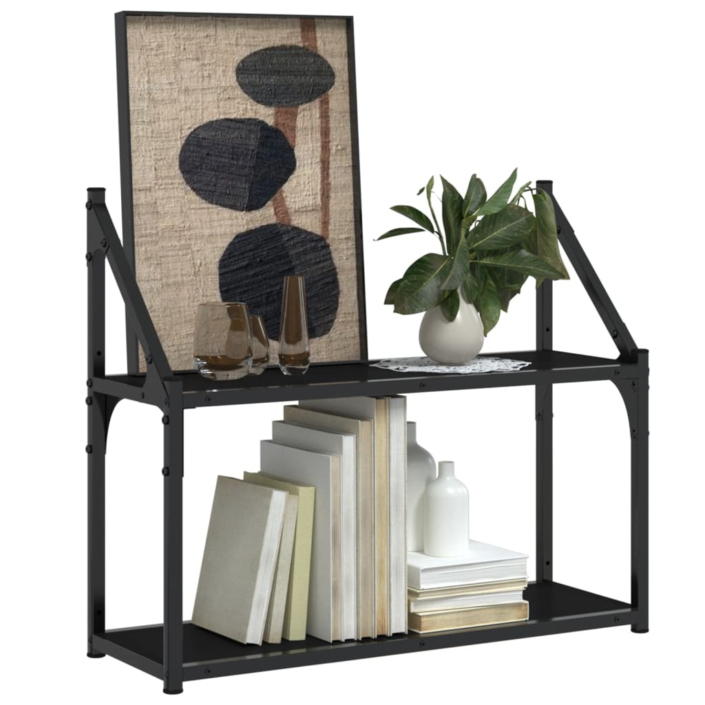 2-Tier Wall Shelf Black 60x21x51 cm Engineered Wood