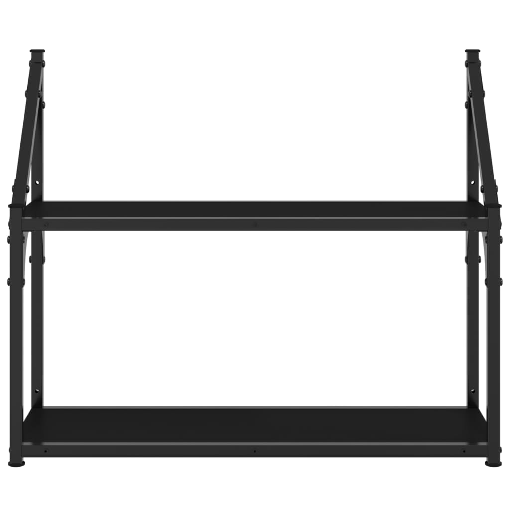 2-Tier Wall Shelf Black 60x21x51 cm Engineered Wood