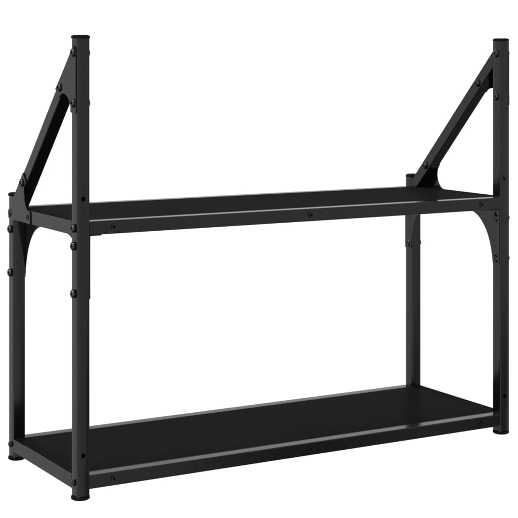 2-Tier Wall Shelf Black 60x21x51 cm Engineered Wood