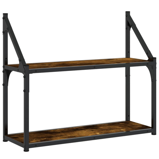 2-Tier Wall Shelf Smoked Oak 60x21x51 cm Engineered Wood