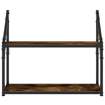 2-Tier Wall Shelf Smoked Oak 60x21x51 cm Engineered Wood