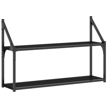 2-Tier Wall Shelf Black 80x21x51 cm Engineered Wood