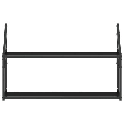 2-Tier Wall Shelf Black 80x21x51 cm Engineered Wood