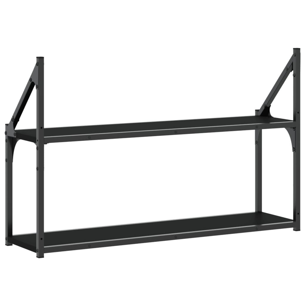 2-Tier Wall Shelf Black 80x21x51 cm Engineered Wood