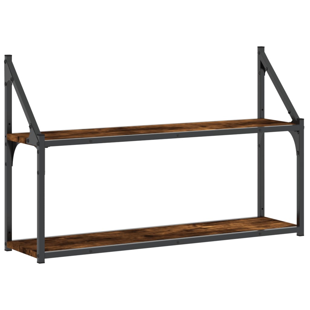 2-Tier Wall Shelf Smoked Oak 80x21x51 cm Engineered Wood