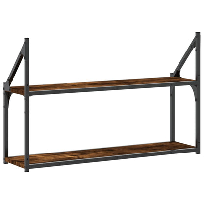 2-Tier Wall Shelf Smoked Oak 80x21x51 cm Engineered Wood